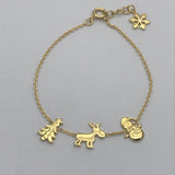 Gold Vermeil Sterling Silver Christmas Charm Chain Bracelet