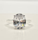 Oval Solitaire 12mm Diamond Side Detail Ring
