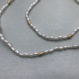 Glasses/mask gold extension chain dainty potato pearl and gold