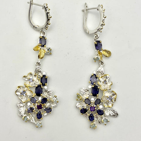 U-Nique Sterling Silver Hanging Gardens Earring Rhodium Plated Earrings