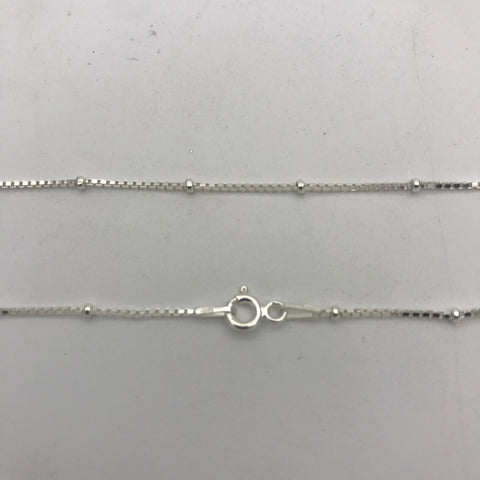 Sterling Silver Box Chain With Balls Necklace 1 mm/2 mm