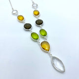 Sterling Silver Multi Stone Necklace, Bracelet, Earrings Jewellery Set