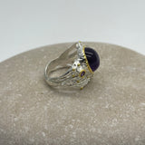 Sterling Silver Gold Vermeil Amethyst white and gold ring