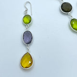 Sterling Silver Multi Stone Necklace, Bracelet, Earrings Jewellery Set