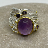 Sterling Silver Gold Vermeil Amethyst white and gold ring