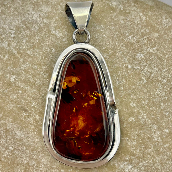 Amber Stone Pendant SilverPlus Jewellery