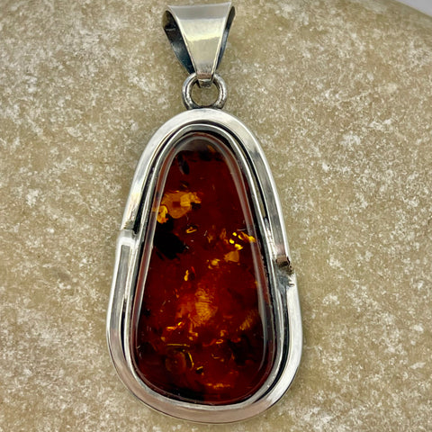 Sterling Silver Amber Pendant