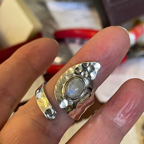 Sterling Silver Moonstone Ring Size 7-9