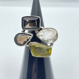 Sterling Silver Chunky Show Stopper Multi Stone Ring Size 8