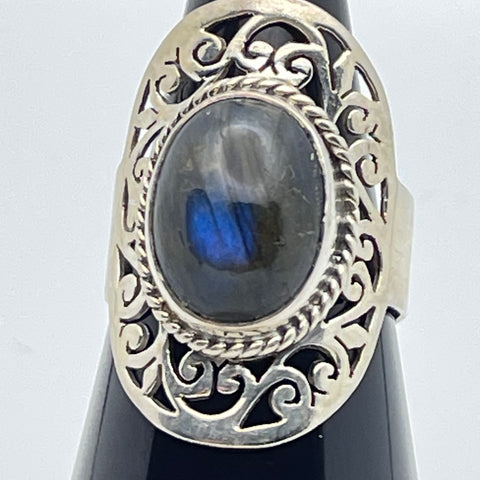 Sterling Silver Labradorite Ring Size 9