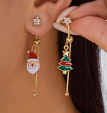 Christmas Asymmetric 3D Drop Earrings