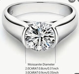 2Ct Moissanite Diamond 80mm Solitaire Ring