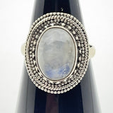 Sterling Silver Moonstone Ring Size 9