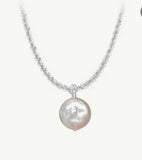 Sterling Silver Oh So Sparkly Coin Pearl Necklace