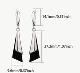 Sterling Silver Black Geometric Drop Earrings