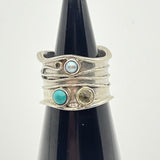 Sterling Silver Wavy Stone Ring Size 6