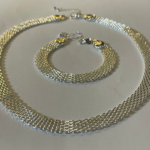 Sterling Silver Mesh Bracelet & Necklace