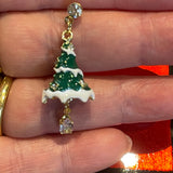Snowy Christmas Tree  Drop Earrings