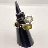 Sterling Silver Chunky Show Stopper Multi Stone Ring Size 8