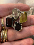 Sterling Silver Chunky Show Stopper Multi Stone Ring Size 8