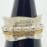 Sterling Silver Spinner multi metal Size 8