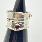 Sterling Silver Wavy Stone Ring Size 6