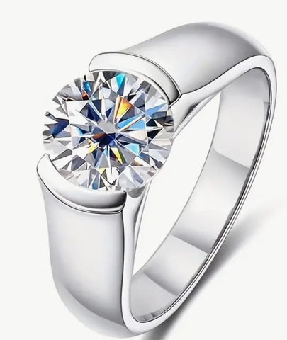 3Ct Moissanite Diamond 9.00mm Solitaire Ring