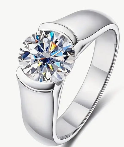 3Ct Moissanite Diamond 9.25mm Solitaire Ring