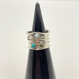 Sterling Silver Wavy Stone Ring Size 6
