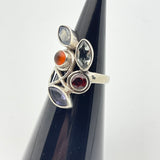 Sterling Silver Multi Stone Ring Size 8