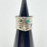 Sterling Silver Wavy Stone Ring Size 6
