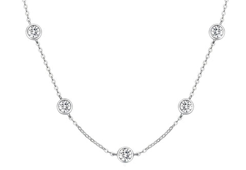 2.5 Ct Moissanite Diamond Solitaire Sterling Silver Station Chain Necklace