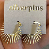 Sterling Silver Star Burst Hoop Earrings