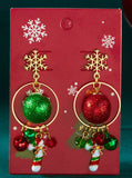 Hoop Christmas Sparkly Baubles 3D Drop Earrings