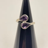 Sterling Silver Amethyst teardrop ring Size 8