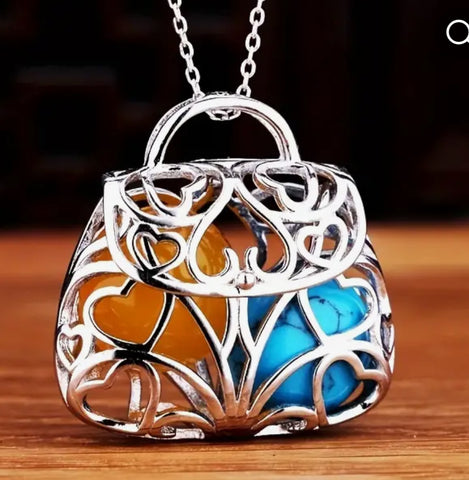 Sterling Silver Opening Filigree Handbag Pendant