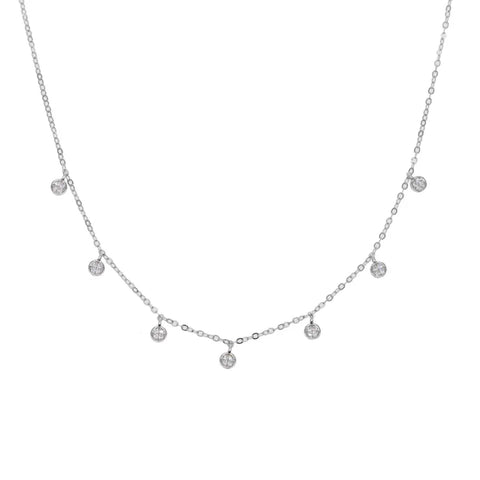 Diamond Dangles Drop Station Chain Necklace