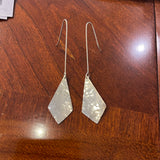 Sterling Silver Handmade Hammered Kite L Drop Earrings
