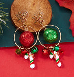 Hoop Christmas Sparkly Baubles 3D Drop Earrings
