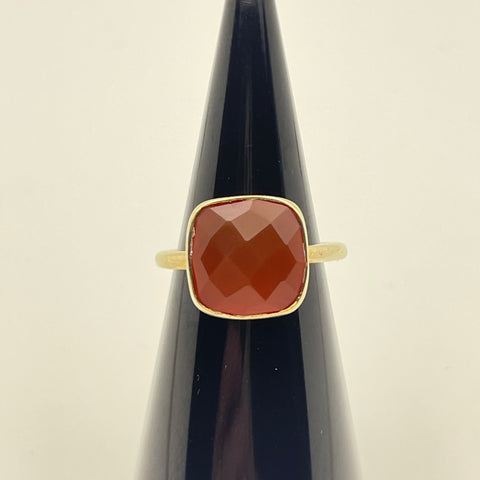 Sterling Silver Ring With Tangerine Semi Precious Stone  (7)