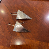 Sterling Silver Handmade Hammered Triangle Drop Earrings