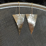 Handmade Hammered Sterling Silver Triangle Drop Earrings