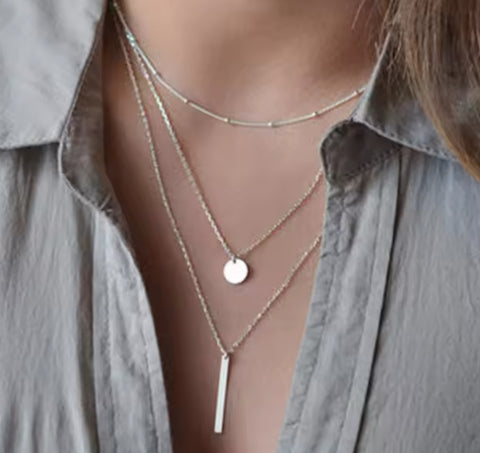 Triple Layer Silver Plated Necklace