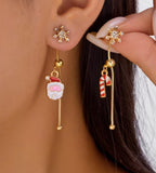 Christmas Asymmetric 3D Drop Earrings