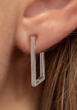 Sterling Silver Rectangle Hinged Hoop Earrings