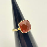 Sterling Silver Ring With Tangerine Semi Precious Stone  (7)