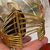 Gold Plated Wired 1 Agate Bracelet