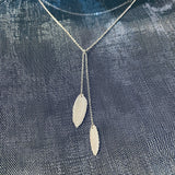 Sterling Silver Designer Hand-made unique Silver 2 Leaf Slider Necklace