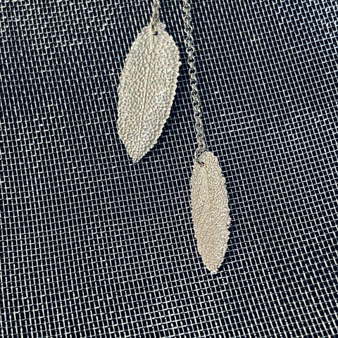 Designer Hand-made unique Silver 2 Leaf Slider Necklace
