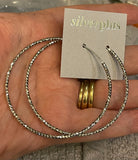 Sterling Silver Large Sparkle Hoop Earrings